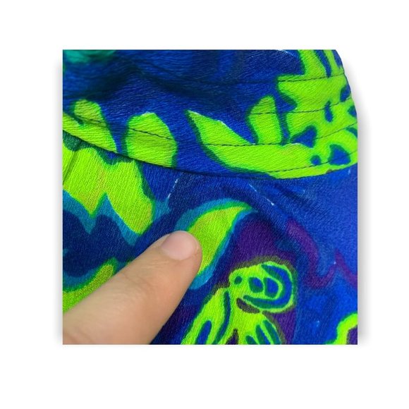 Vintage Handmade 60s Psychedelic Print Full Length High Neck Dress Large - Picture 8 of 11